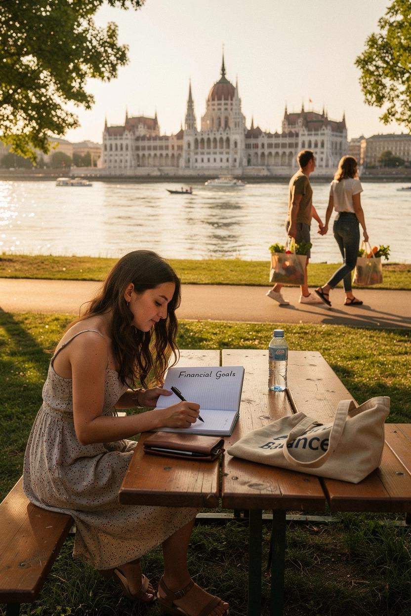 Személyes pénzügyek tervezése és költségkövetés grafikus ábrázolása, amely bemutatja a pénzügyi tudatosság növelésének lépéseit.